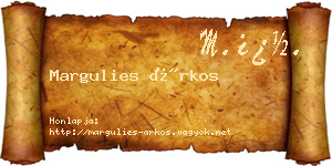 Margulies Árkos névjegykártya